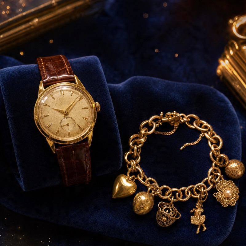 Collector wristwatch and charm bracelet